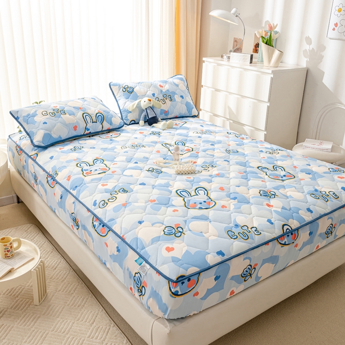 91家纺网 家纺一手货源 找家纺 云玲时尚 2025新款三防磨毛防水夹棉单人枕套 爱心兔