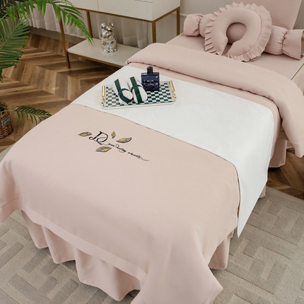 千姿坊 2025新款床罩四件套-黄金叶 浅粉