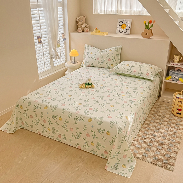 91家纺网 家纺一手货源 找家纺 绵庭家纺 2025新款12868全棉套件单品系列二单床单 轻婉花语