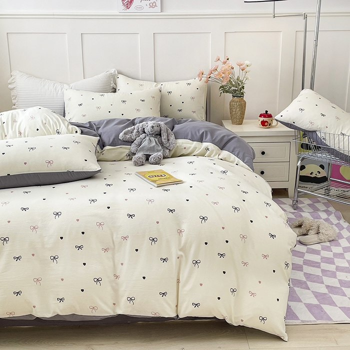 91家纺网 家纺一手货源 找家纺 汣沐生活 2025新款针织棉印花款四件套 小美满