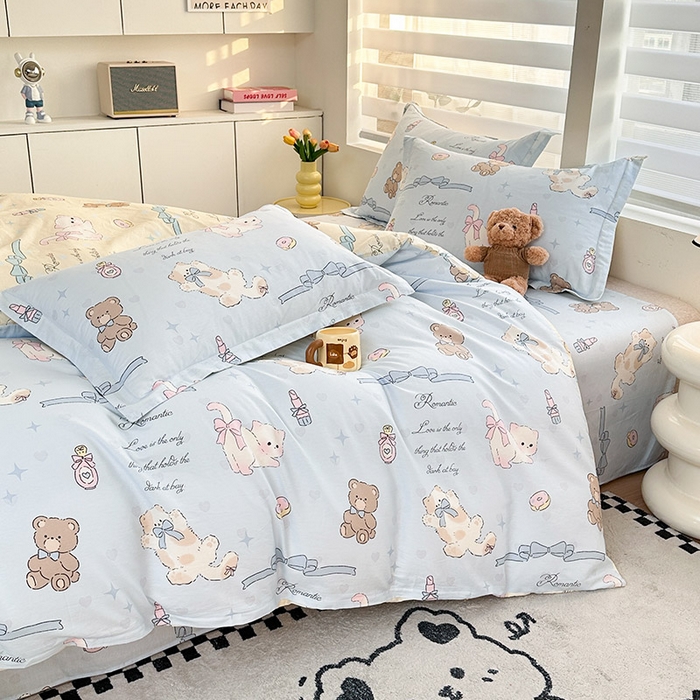 91家纺网 家纺一手货源 找家纺 绵庭家纺 2025新款12868全棉套件单品系列二四件套 奶油阿布-蓝