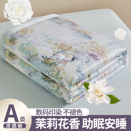 91家纺网 家纺一手货源 找家纺 兴邦 2026新款直播爆款夏被花香凉感数码印花夏凉被空调被可机洗被芯 桃花源