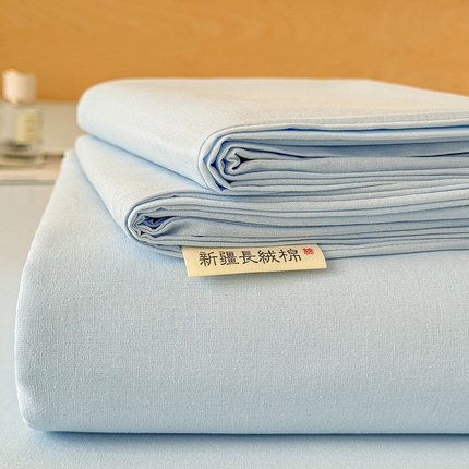 晓时候 2025新款100%全棉色织水洗棉床单全棉床单纯棉床单 天蓝