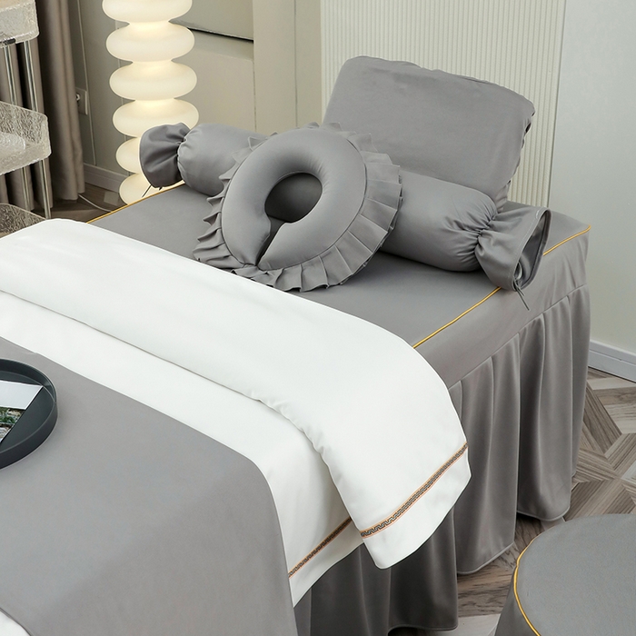 91家纺网 家纺一手货源 找家纺 千姿坊 2025新款床罩四件套-倾城 倾城-灰+白