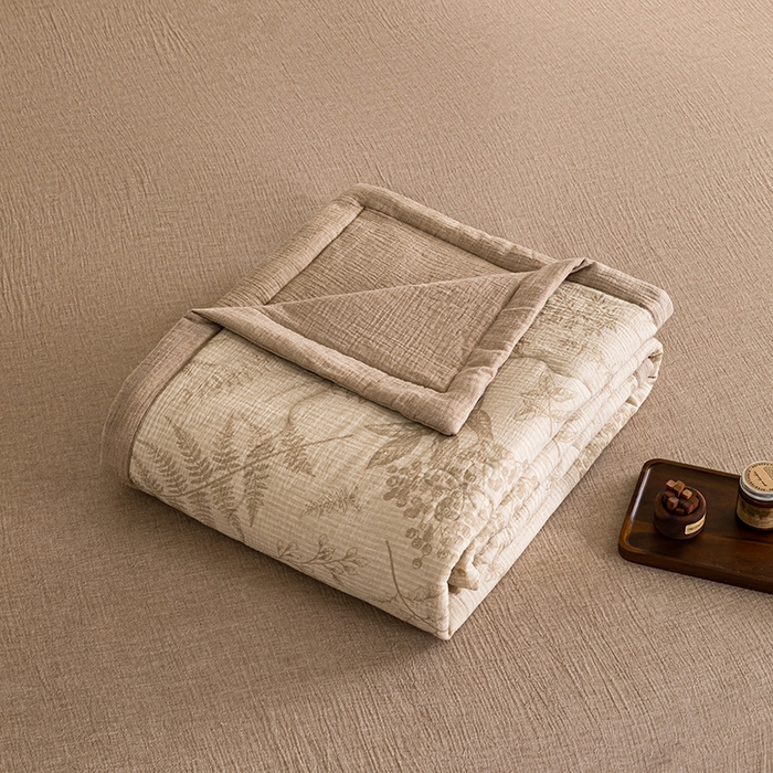 91家纺网 家纺一手货源 找家纺 吾诺 2025新建全棉印花泡泡双层纱大豆夏被子被芯全棉夏被四件套夏凉被空调被 锦素