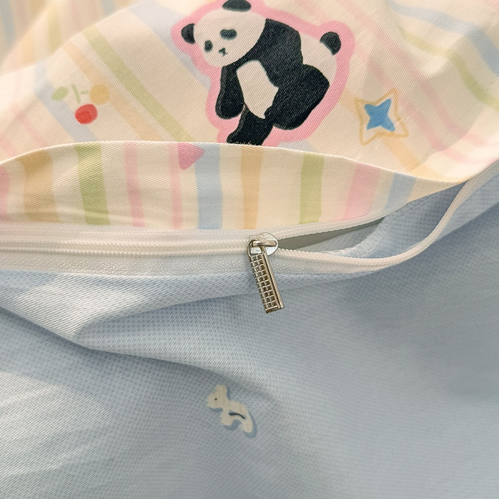 91家纺网 家纺一手货源 找家纺 绵庭家纺 2025新款12868全棉套件单品系列二单被套 懒萌潘达