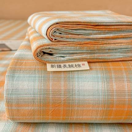 晓时候 2025新款100%全棉色织水洗棉床单全棉床单纯棉床单 星空桔