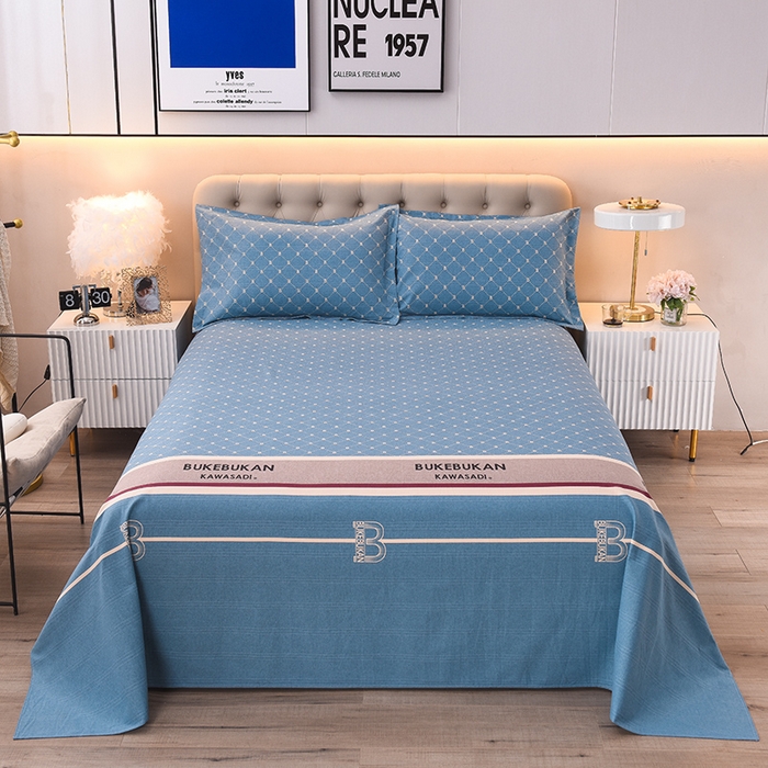 91家纺网 家纺一手货源 找家纺 润淳家居 2025新款老粗布三件套及单品 罗曼蒂克 蓝