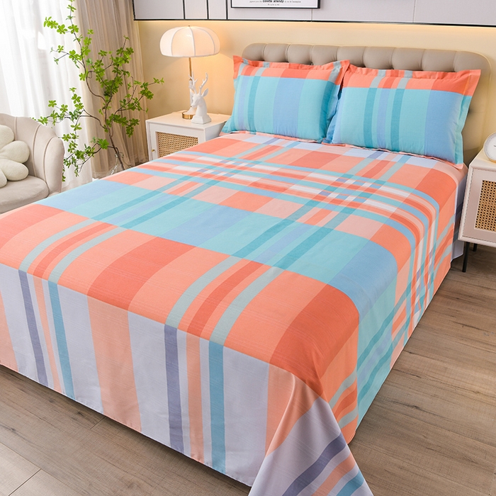 91家纺网 家纺一手货源 找家纺 润淳家居 2025新款老粗布三件套及单品 格调爱情 桔