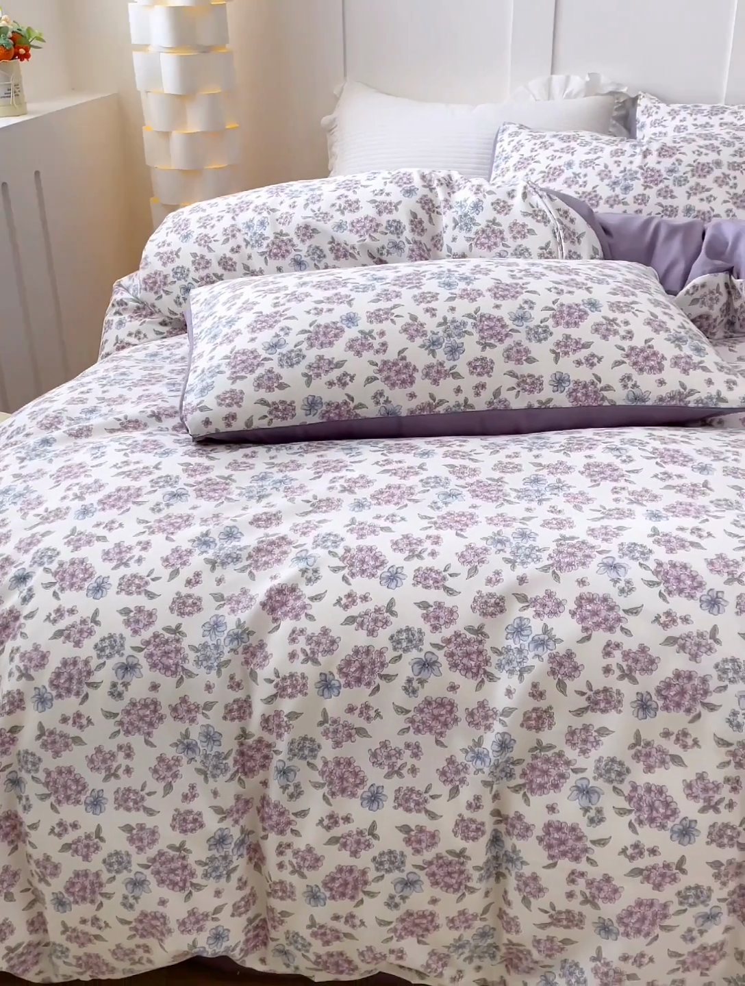 91家纺网 家纺一手货源 找家纺 汣沐生活 2025新款针织棉印花款四件套 紫郁