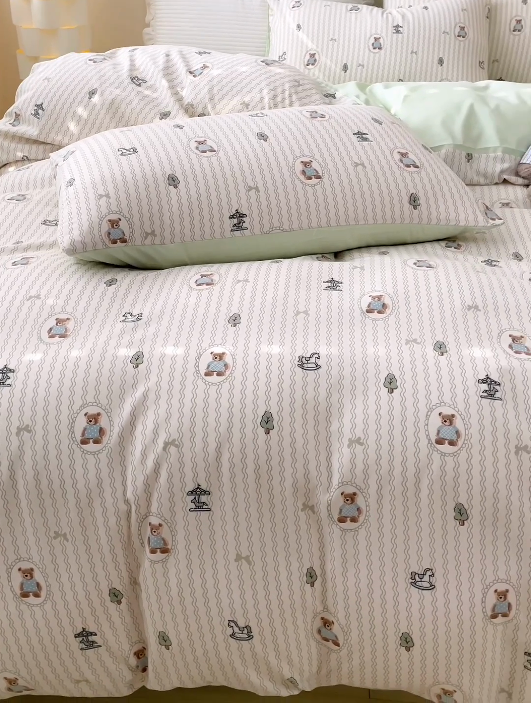 91家纺网 家纺一手货源 找家纺 汣沐生活 2025新款针织棉印花款四件套 清风小记