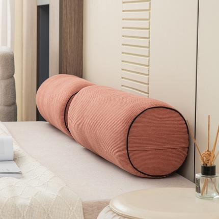 美达人 2025新款灯芯绒珍珠棉糖果圆枕 灯芯绒-豆沙-圆枕