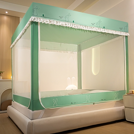 锦逸家居 2025新款坐床式防摔遮光蚊帐 开心小兔-不遮光