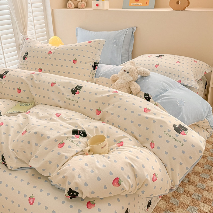 91家纺网 家纺一手货源 找家纺 绵庭家纺 2025新款12868全棉套件单品系列二四件套 甜心蜜趣