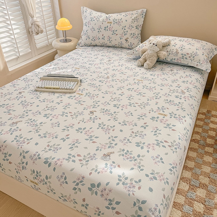 91家纺网 家纺一手货源 找家纺 2025新款12868全棉套件单品系列二单床笠 温暖思绪