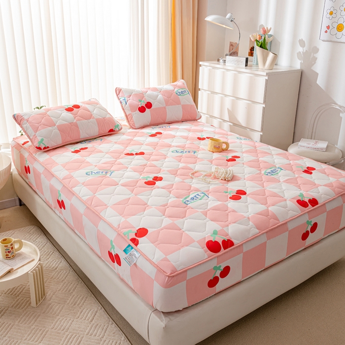 91家纺网 家纺一手货源 找家纺 云玲时尚 2025新款三防磨毛防水夹棉单人枕套 樱桃格