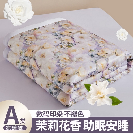 91家纺网 家纺一手货源 找家纺 兴邦 2026新款直播爆款夏被花香凉感数码印花夏凉被空调被可机洗被芯 一览芳华 紫