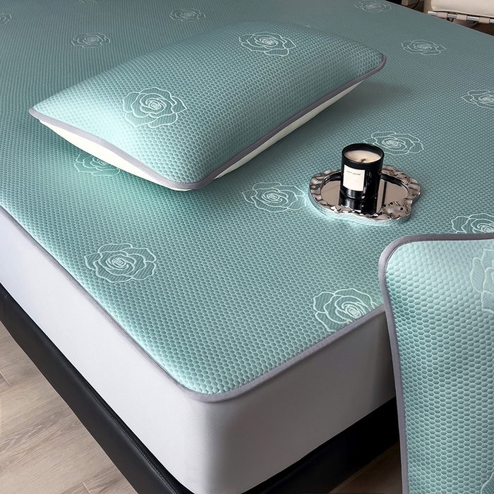 91家纺网 家纺一手货源 找家纺 （总）欧邦 2025新款A类3D提花冰豆豆床笠款凉席