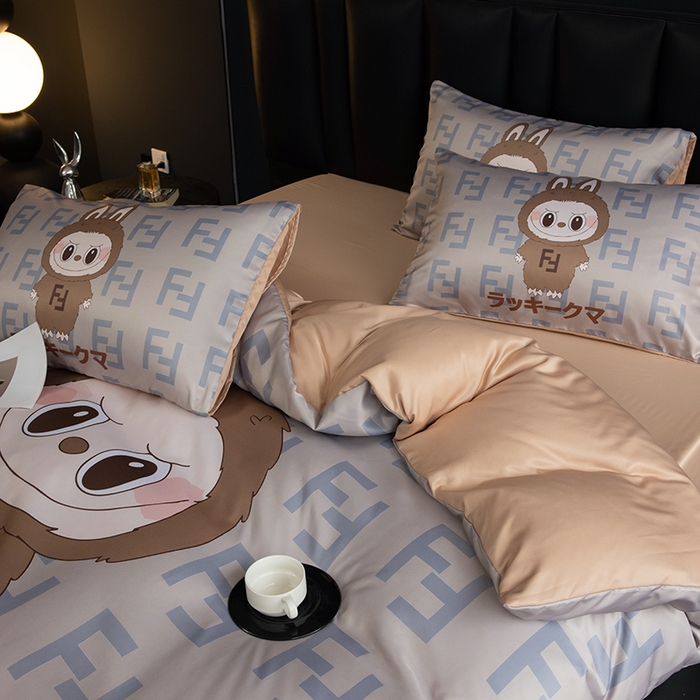 91家纺网 家纺一手货源 找家纺 2025新款水洗真丝数码印花四件套 咔咔兔