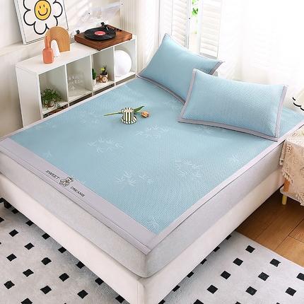 91家纺网 家纺一手货源 找家纺 （总）席万佳 2025新款A类高克重凉感冰豆豆凉席软席子凉席三件套-绑带款