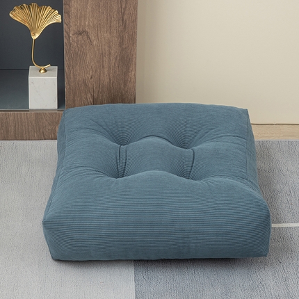 美达人 2025新款灯芯绒珍珠棉防水方形坐垫 灯芯绒-蓝色-方形坐垫