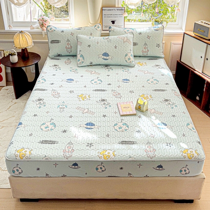 富馨莱 2025新款A类凉感丝空气纤维凉席床笠款 太空蓝