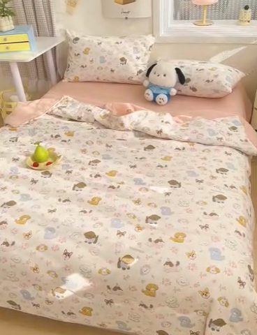 91家纺网 家纺一手货源 找家纺 太阳树家纺 2025新款A类母婴级双层纱大豆被大豆纤维夏被 奶芙汪汪