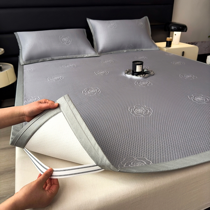 91家纺网 家纺一手货源 找家纺 欧邦 2025新款A类3D立体提花冰豆豆凉席 冰豆豆-高级灰