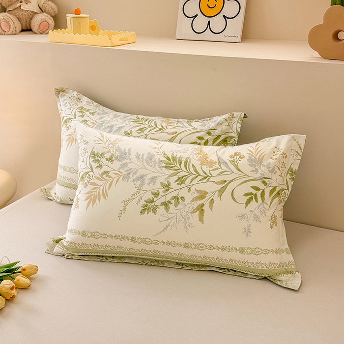 91家纺网 家纺一手货源 找家纺 绵庭家纺 2025新款12868全棉套件单品系列二单枕套 沐雅清风