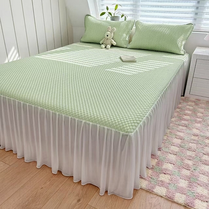 91家纺网 家纺一手货源 找家纺 （总）柏薇 2025新款3D豆豆凉席冰丝席按摩席夏凉席床单床裙款三件套热销款