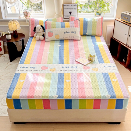 富馨莱 2025新款A类凉感丝空气纤维凉席床笠款 彩虹桥