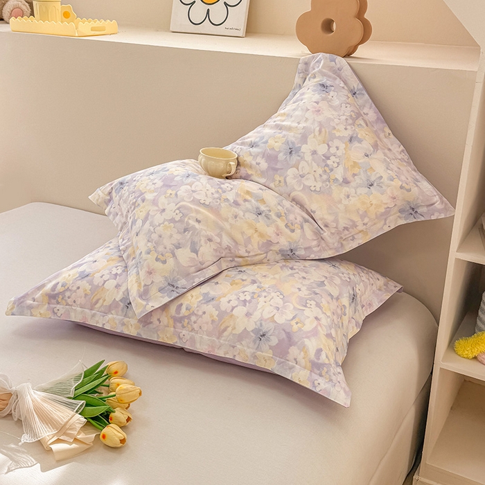 91家纺网 家纺一手货源 找家纺 绵庭家纺 2025新款12868全棉套件单品系列二单枕套 香颂蝶舞