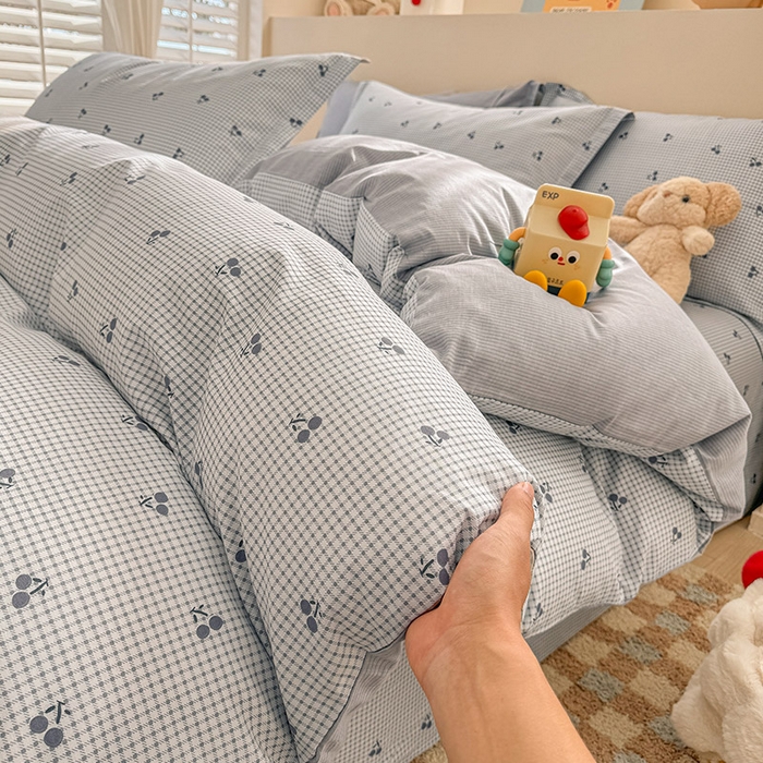 91家纺网 家纺一手货源 找家纺 绵庭家纺 2025新款12868全棉套件单品系列二四件套 樱姿-灰