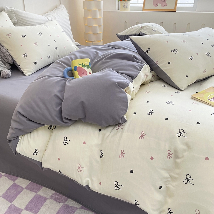 91家纺网 家纺一手货源 找家纺 汣沐生活 2025新款针织棉印花款四件套 小美满