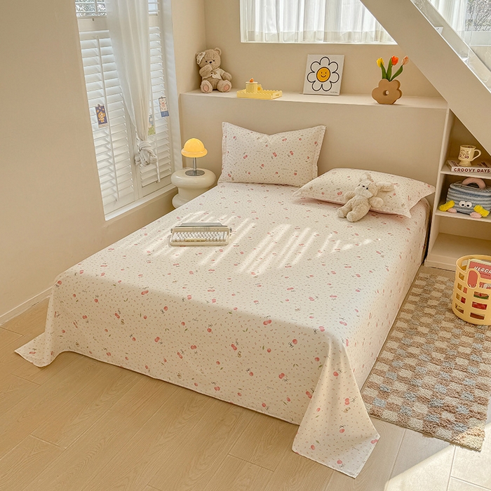 91家纺网 家纺一手货源 找家纺 绵庭家纺 2025新款12868全棉套件单品系列二单床单 樱桃甜宠