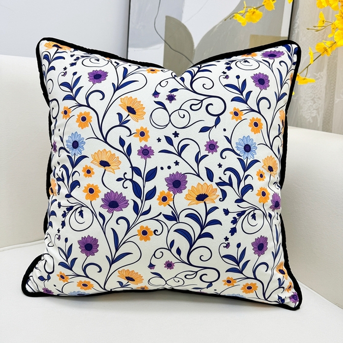 91家纺网 家纺一手货源 找家纺 爱家居 2025新款抱枕沙发新中式靠垫轻奢高级感靠枕床头大靠背正方形抱枕套卡通花卉 紫藤花