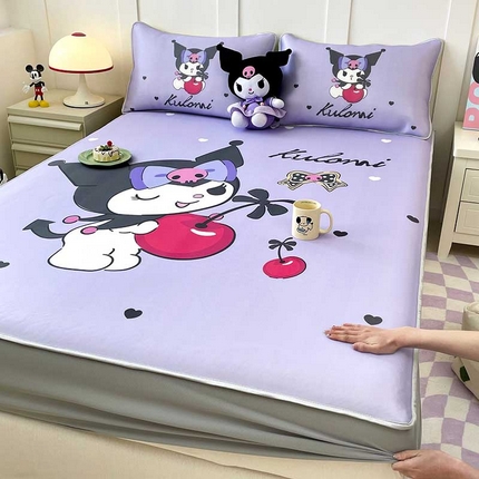 米帛家纺 2025新款大版三丽鸥碳光冰丝软凉席床笠款 樱桃酷洛米