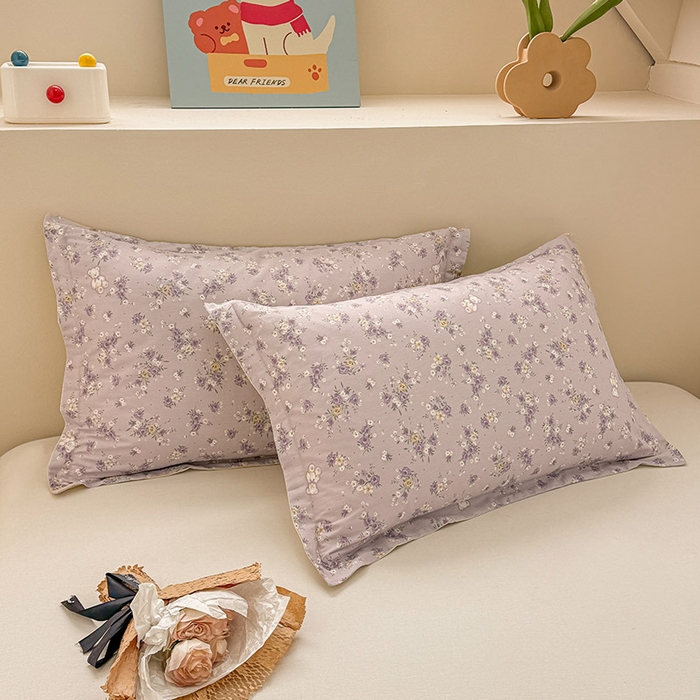 91家纺网 家纺一手货源 找家纺 绵庭家纺 2025新款12868全棉套件单品系列二四件套 雅园漫游-紫