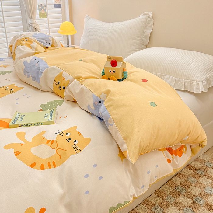 91家纺网 家纺一手货源 找家纺 绵庭家纺 2025新款12868全棉套件单品系列二单被套 狮子乐园