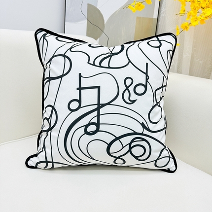 爱家居 2025新款抱枕沙发新中式靠垫轻奢高级感靠枕床头大靠背正方形抱枕套卡通花卉 美妙音符