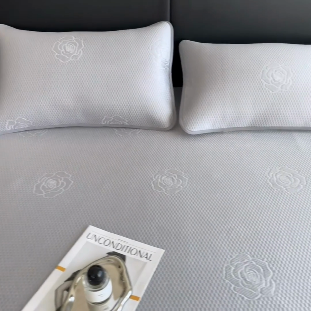 91家纺网 家纺一手货源 找家纺 欧邦 2025新款A类3D提花冰豆豆床笠款凉席 床笠款-高级灰