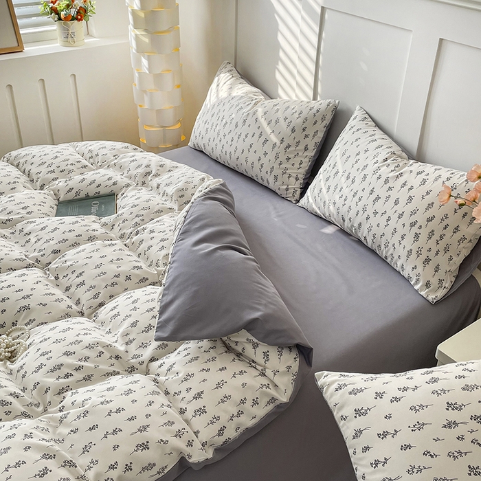 91家纺网 家纺一手货源 找家纺 汣沐生活 2025新款针织棉印花款四件套 小晴天