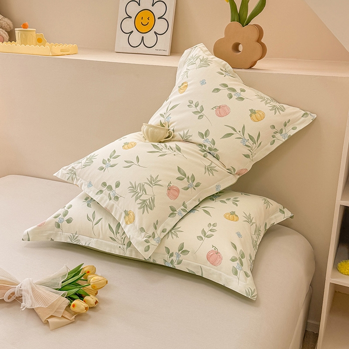 91家纺网 家纺一手货源 找家纺 绵庭家纺 2025新款12868全棉套件单品系列二单枕套 轻婉花语