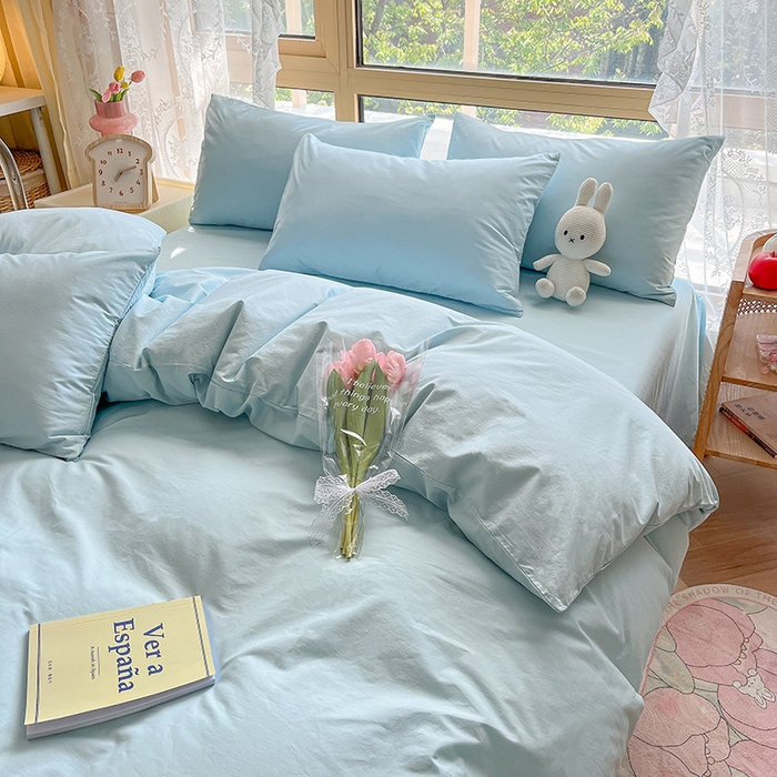 91家纺网 家纺一手货源 找家纺 卡巴伦家纺  2025新款40支纯棉A类水洗棉四件套风格1 晨雾兰