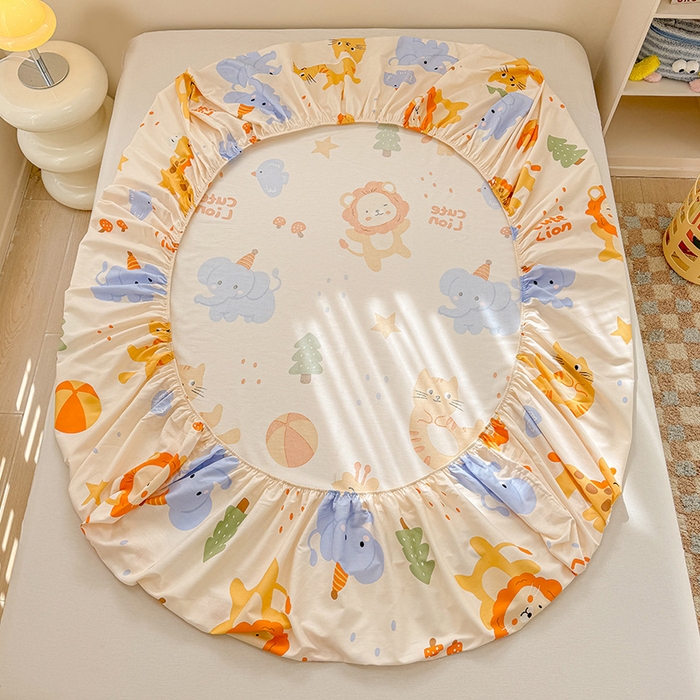 91家纺网 家纺一手货源 找家纺 2025新款12868全棉套件单品系列二单床笠 狮子乐园