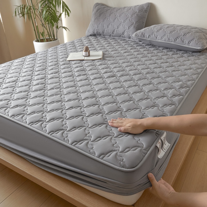 91家纺网 家纺一手货源 找家纺 （总）雪云美2025新款全棉夹棉床笠13372斜纹A类纯棉床罩可定制尺寸-风车款