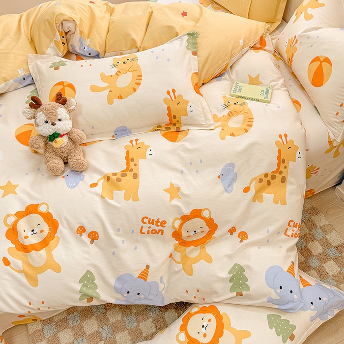 91家纺网 家纺一手货源 找家纺 绵庭家纺 2025新款12868全棉套件单品系列二四件套 狮子乐园