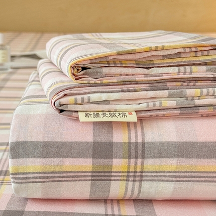 晓时候 2025新款100%全棉色织水洗棉床单全棉床单纯棉床单 简兮粉