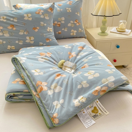 91家纺网 家纺一手货源 找家纺 恋之巢家纺 2025新款凉感针织印花夏凉被 叶子 兰；软糯款