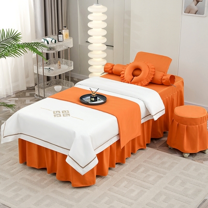 91家纺网 家纺一手货源 找家纺 千姿坊 2025新款床罩四件套-倾城 倾城-橘色+白